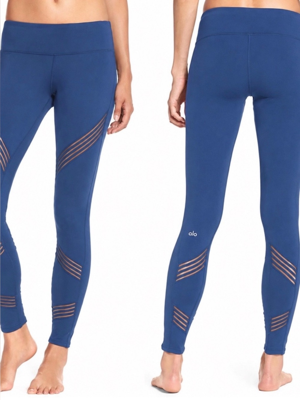 ALO Yoga Laser-Cut moto style Leggings in Teal